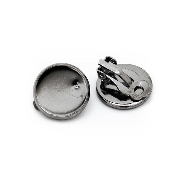 14mm Round Antique Black Metal Blank Earring Clip Base,Earring Clip Blanks,Cabochon base earring clip,sold 50pcs/lot