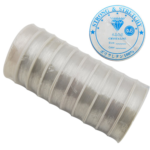 10M/Roll,0.6MM Crystal Thread,Clear,Elastic Rubber Beading Cord Thread String,Sold 10 Rolls Per Lot