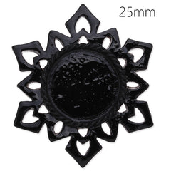 25mm Round frozen pendant blank,Black,Resin filled,20Pieces/lot