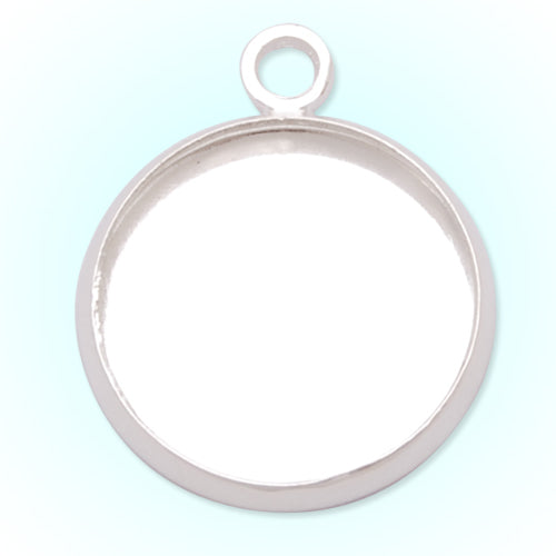 Silver  Plated Pendant trays,lead and nickle free,fit 14mm round glass cabocon, sold 50pcs per pkg