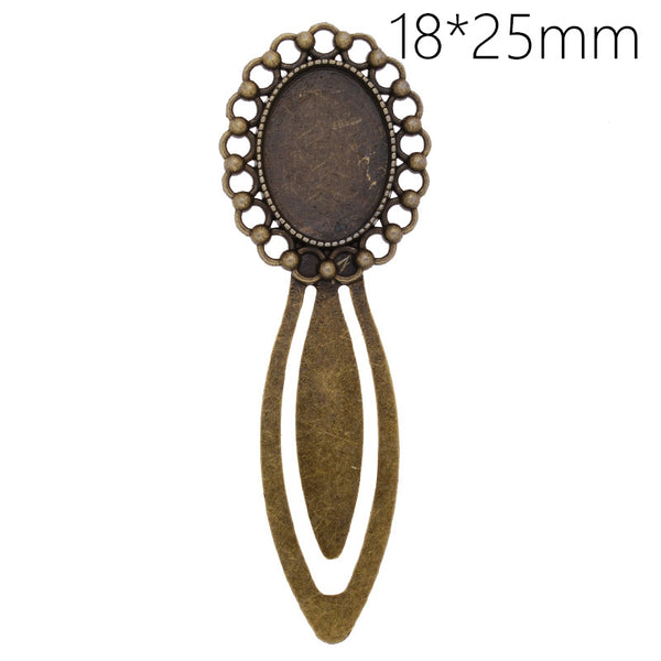 High Quality Vintage Antiqued Bronze simple Bookmark with 18x25mm oval Bezel,length:88mm,10pcs/lot