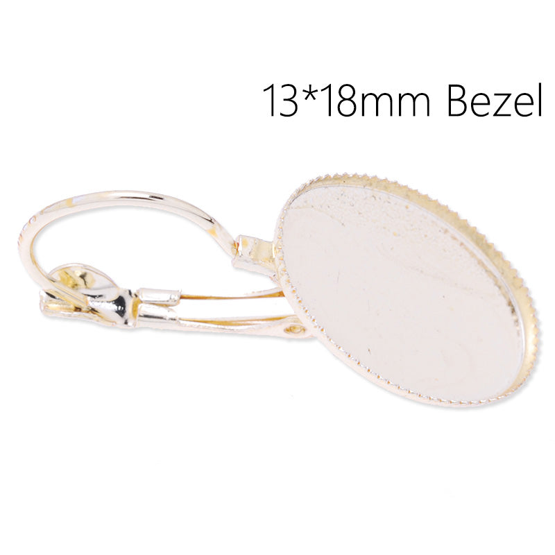 Brass French Lever Back with 13x18mm oval bezel,Earrings Blank,Gold color plated,50pcs/lot