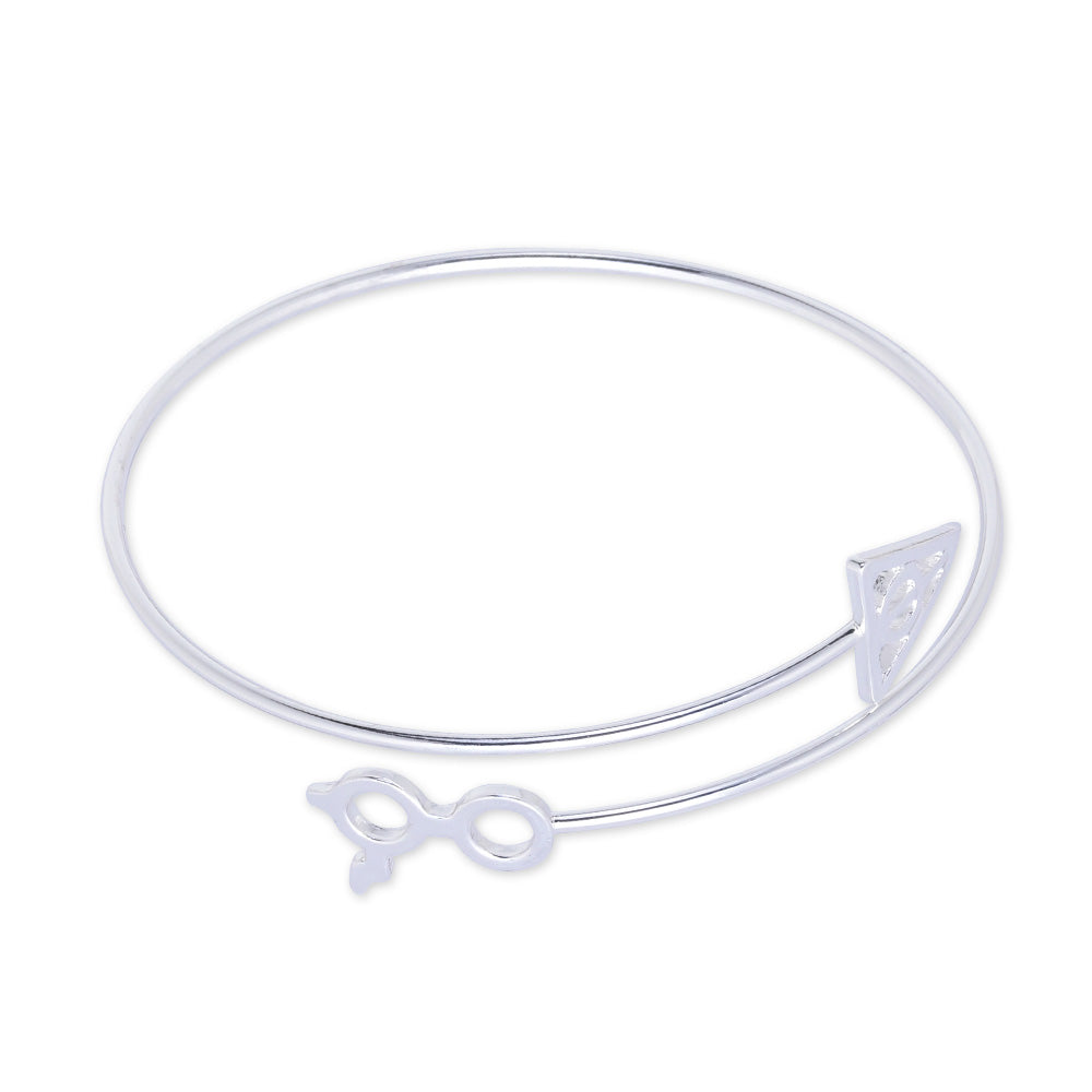 60mm Adjustable open Brass Harry Potter Deathly Hallows Cuff Bracelet bride bracelet Simple Jewelry plated silver 1pcs