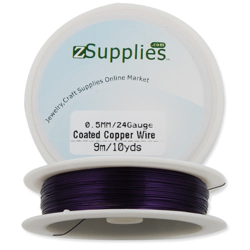 0.5MM Thick Purple Coated Soft Copper Wire,about 9M/10yds per Roll,24Gauge,Sold 10 Rolls Per Lot