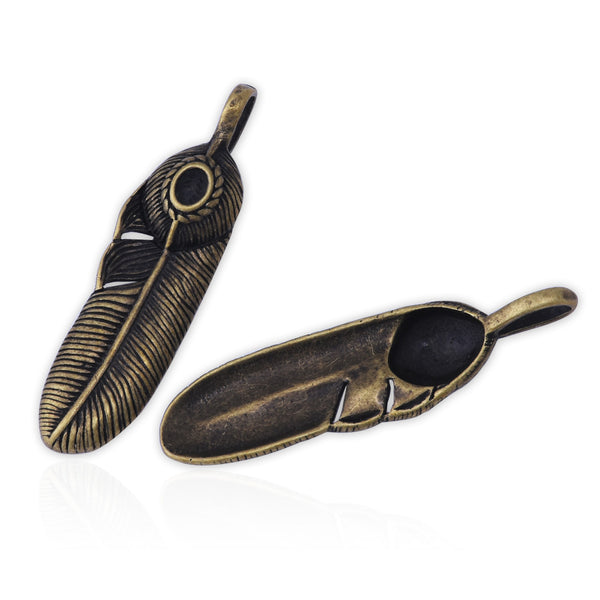 5 Antique Bronze 47x12mm Feathers Charm Peacock Charm Bird Charm Vintage Style Pendant Charm Jewelry Supplies