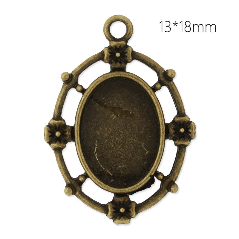 13x18mm Antique Bronze plated oval Zinc Alloy Cabochon Base Setting Pendants,cabochon bezel settings, 20 pieces/lot