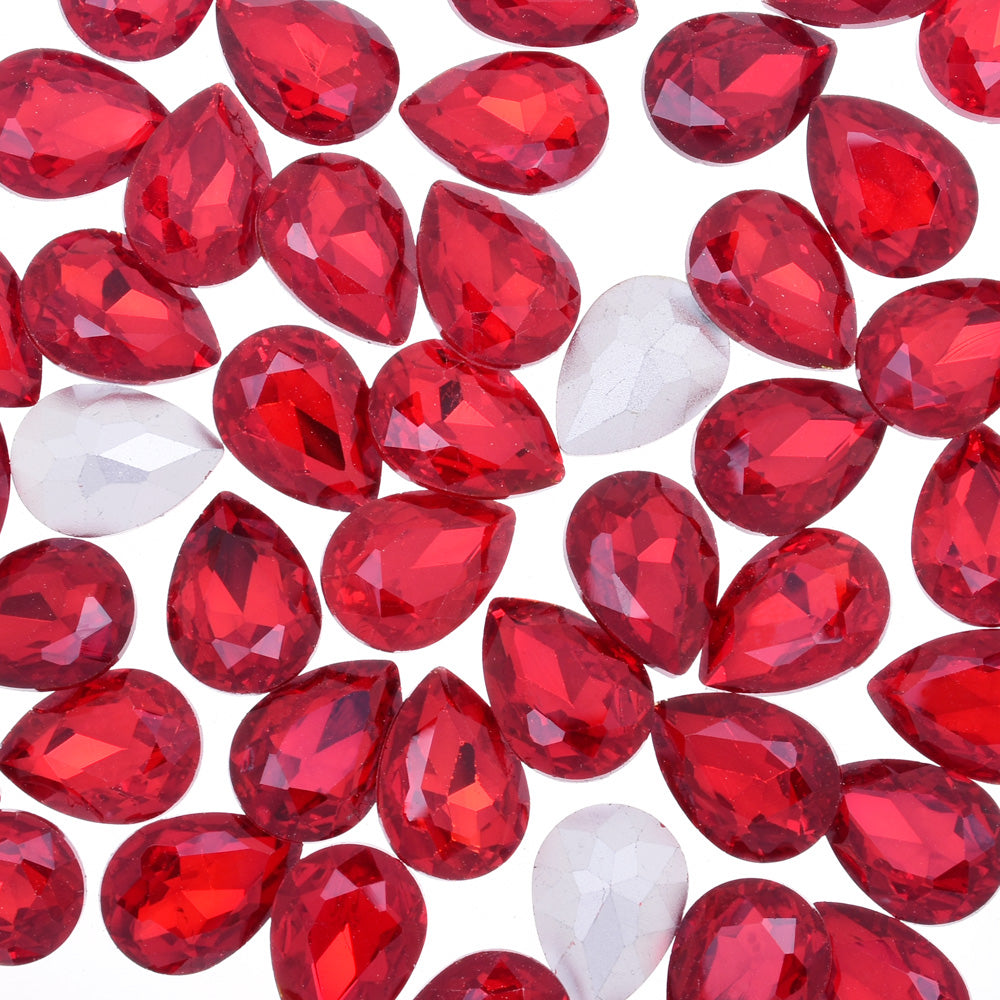 10x14mm Teardrop crystal Pointed Back Rhinestones Glass Crystal dress jewellery making shoes red 50pcs 10184156