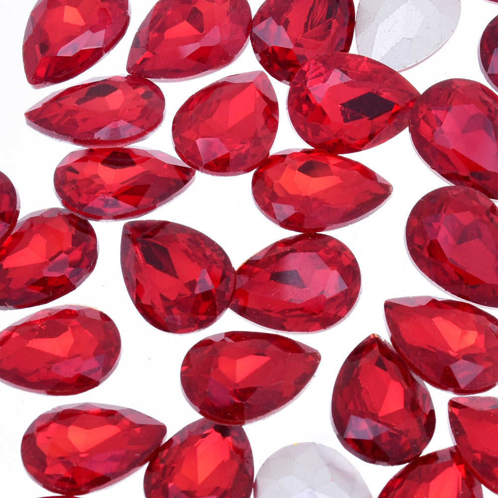 13x18mm Teardrop crystal Pointed Back Rhinestones Glass Crystal dress jewellery making shoes red 50pcs 10184256