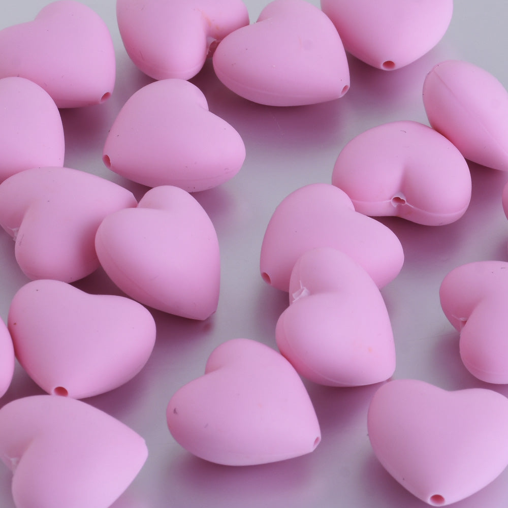 20*19*12MM Heart Silicone Beads 100% Food Grade Silicone Beads BPA Free Sensory Beads diy Necklace bracelet pink 20pcs