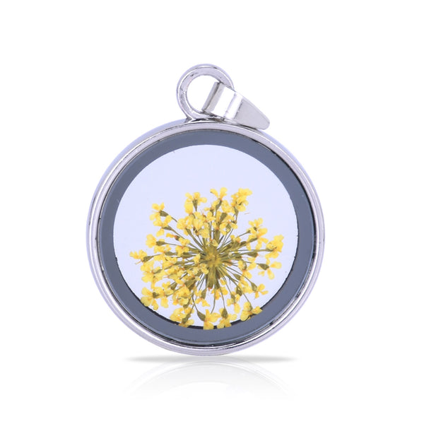 Natural Real Dried Flower Locket Round Glass Locket Pendant,Pressed Flowers for Locket Necklace,Botanical Jewelry 1PCS
