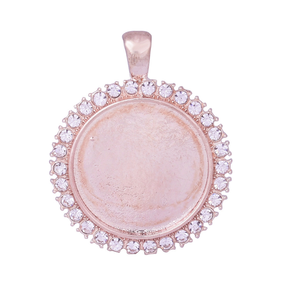Silver Claw pendant tray with Single Row Rhinestone Blank Bezel Cabochon Setting fit 25mm Cameo Cabochons rose gold 10pcs 10173706