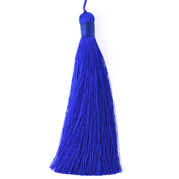 12cm Sapphire Blue Silky Jewelry Tassels, Handmade Long Jewelry Making Tassels,Quality Fashion Tassels, 6pcs/lot