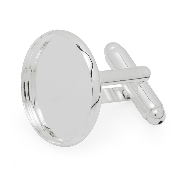 18mm Round Cufflink Blank Base,Silver Plated Cufflink Setting,Metal Brass,20pcs/lot