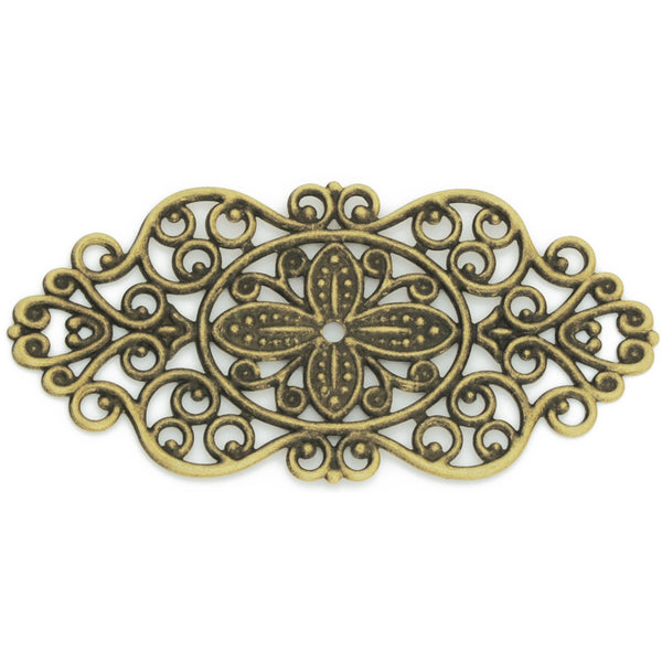 57x28mm  Antique Bronze Huapian,Brass Hollow Filigree Flower Wraps Connectors,Hair Clasp Accessories,20PCS/lot