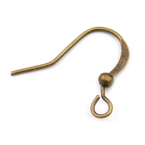 Metal Antique bronze Earwire with Ball and flat Earring Fishhook,16MM,Sold per 500 pcs per pkg