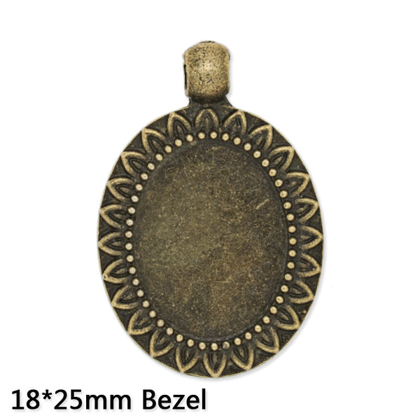 18x25mm Antique Bronze Zinc Alloy Cameo Cabochon Base Setting Pendants,sold 10pcs per pkg