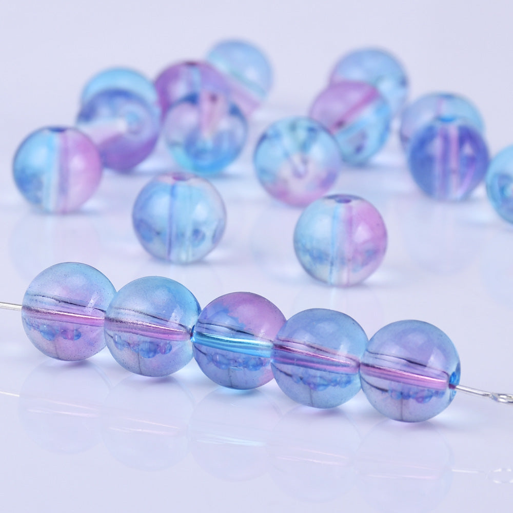 10mm Czech glass round Beads Glass Ball Beads Seed Beads jewelry beads jewelry supply Blue and red wine 50pcs
