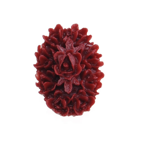 12*17MM Oval Resin Flatback Cabochons,Flower,Burgundy;sold 50pcs per pkg