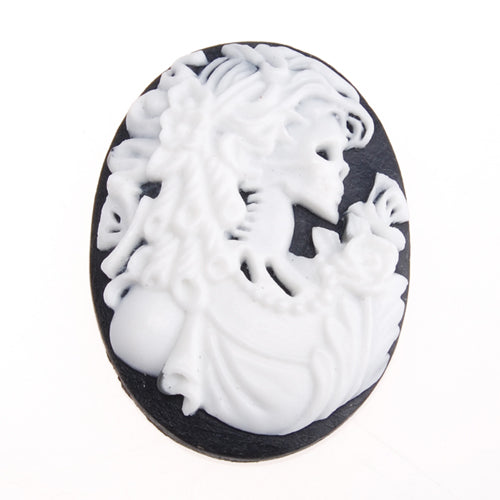30*40MM Oval Resin Flatback Cabochons,Beautiful Girl,Black and White;sold 20pcs per pkg