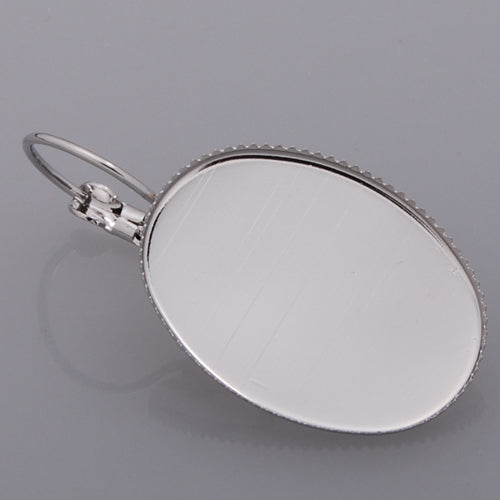 18*25MM Oval Imitation Rhodium Plated Brass French Lever Back Earrings Blank,fit 18*25MM glass cabochons,buttons;sold 50pcs per pkg