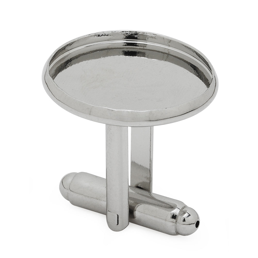 18mm Round Bezel Cufflink Blank Base,Imitation Rhodium Cufflink Setting,Metal Brass,20pcs/lot