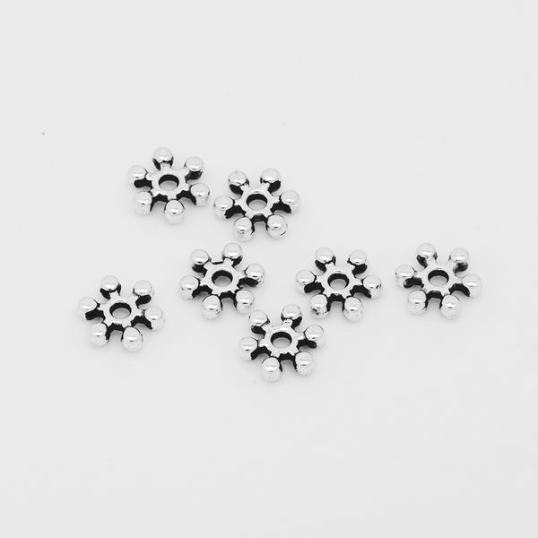 Vintage Tibetan Beads,Silver Euro Style Beads,Large Hole Spacer beads,Thickness 7mm,sold 100pcs/lot