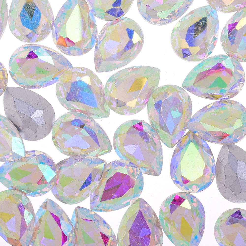 13x18mm Teardrop crystal Pointed Back Rhinestones Glass Crystal dress jewellery making shoes clear AB 50pcs 10184257