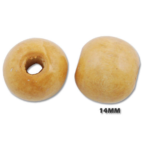14 MM,500 Grams Round Wooden Beads, Light Yellow,Approx 900PCS ;hole size is about 3.5mm