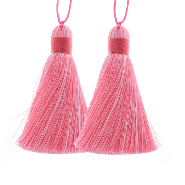 8cm Rainbow Rayon Tassel Silk Tassels Multicolor Gradient Color Jewelry Making Supplies Keychain Handbag  2pcs 10190959