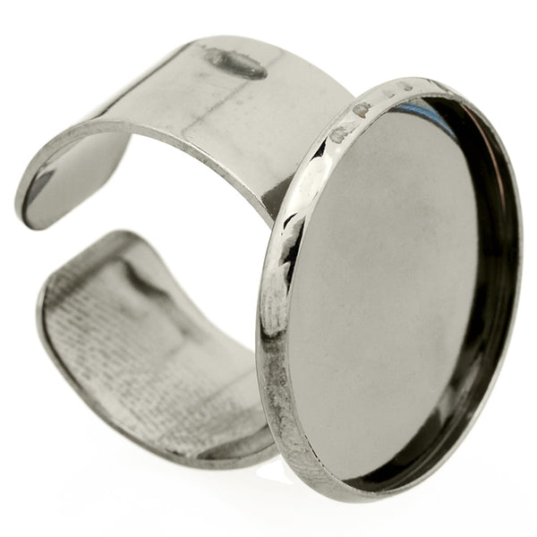 20mm Round Adjustable Ring Setting,Antique Black Blank Metal Ring Base, Blank Ring Bezel for Glass Cabochon,sold 10pcsl/lot