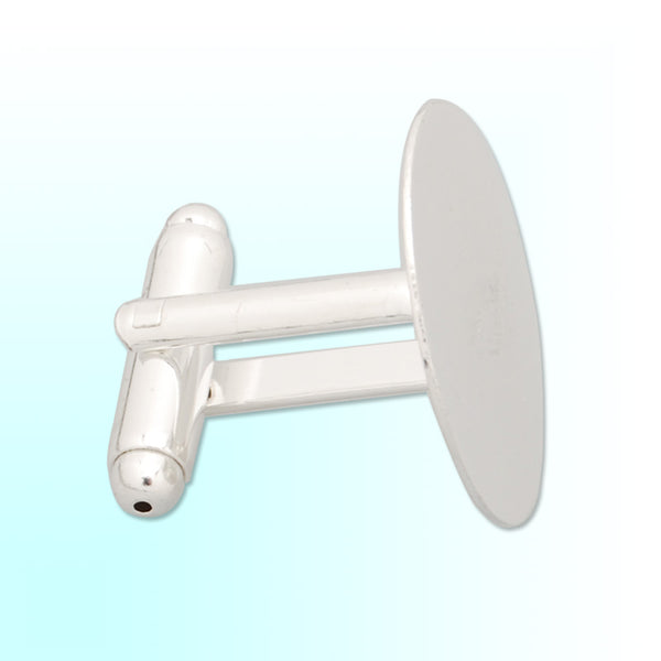 20MM Silver Plated Flat Cufflink Blanks with a 20mm Glue Pad