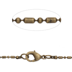 18 inch long Bamboo necklace chain for pendant,1.5x3mm link size,Lobster Clasp end,Brass chain,antique bronze plated,20pcs/lot