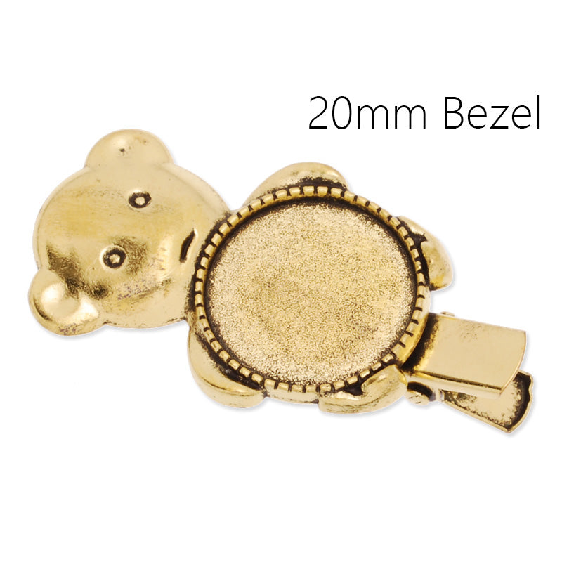 20mm anqitue gold plated haip clip,bear,hairpin,zinc alloy,lead and nickle free,sold by 10pcs/lot
