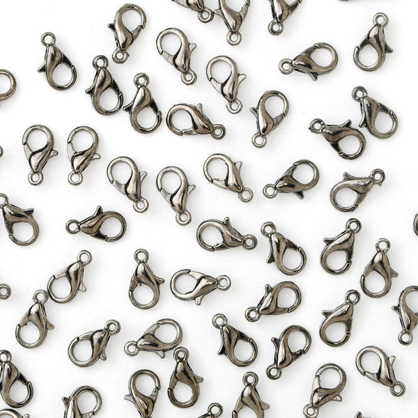 14mm lobster clasp alloy lobster clasps metal clasps necklace bracelet making supplies ,gun metal black 100pcs
