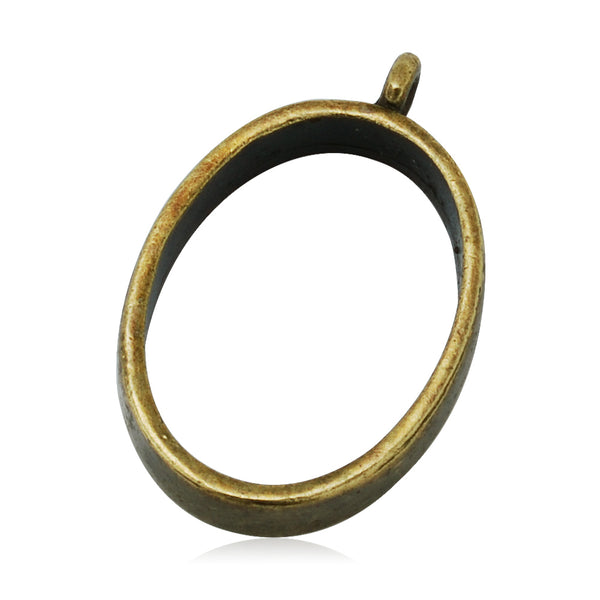 18*25mm Antique Bronze Open Back Bezel Pendant,Oval Copper Pipe Pendant Bezel Open Back for Resin,Polymer,etc,Open Back Frame,Base Metal Bezel,10pcs/lot