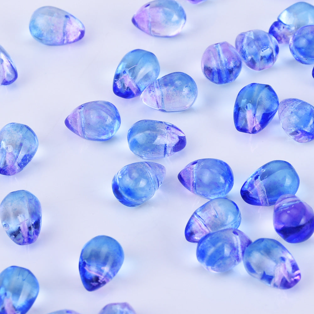 6*9mm Glass Teardrop Beads Czech beads Glass drop Beads Glass Beads Tiny Drops Seed Beads Blue Violet 50pcs