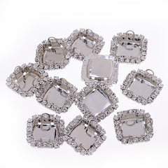 Claw chain base Rhinestone Button Claw Set Rhinestone Crystal Pendant Blank fit 8mm Square Shape white K 20pcs 10180803