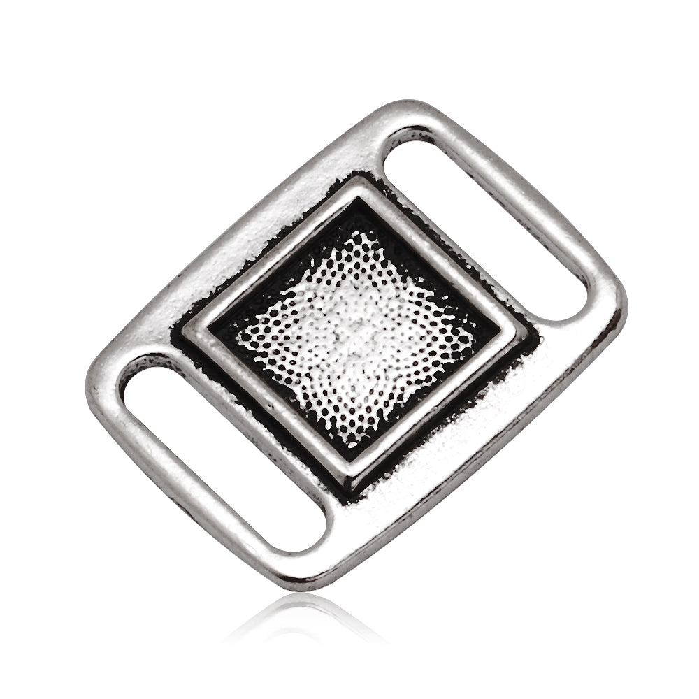 10x10MM Antique Silver Blank Rectangle Slider border,Shoelace charms,slider frame Spacer,Bead Frame charms,zinc alloy filled,20pcs/lot