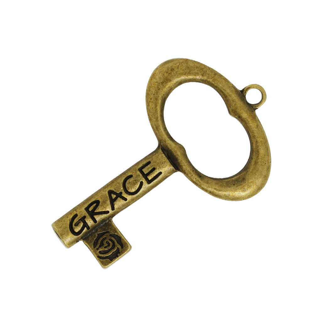 50*32mm Skeleton Keys,Vintage Keys Jewelry Pendant,'GRACE' 'BLESSED',Antique Bronze Charm Necklace Jewelry,sold 10pcs/lot