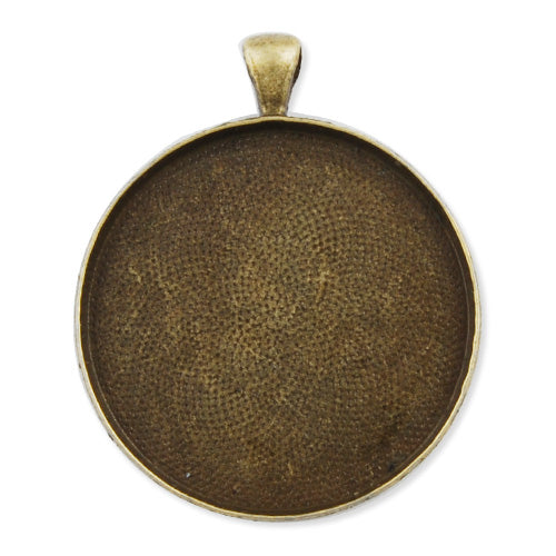 20  Antique Bronze Round Zinc Alloy Cameo Cabochon Base Setting Pendants;fit 38mm cabochon