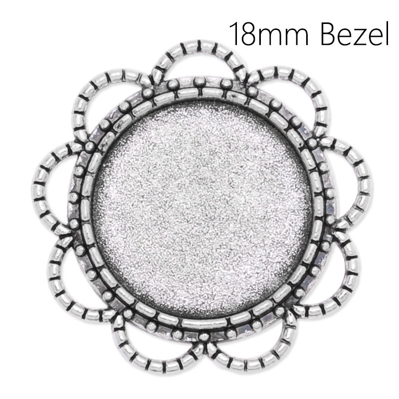 18mm Round pendant tray with Hemp rope edge,zinc alloy filled,antique silver plated,20pcs/lot