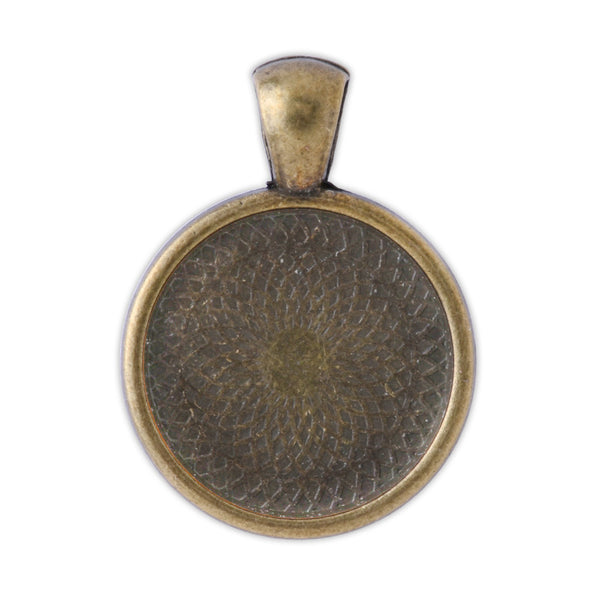 20mm  Antique Bronze Round Cameo Cabochon Bezel  Base Setting Pendants Mini pendant trays 20pcs