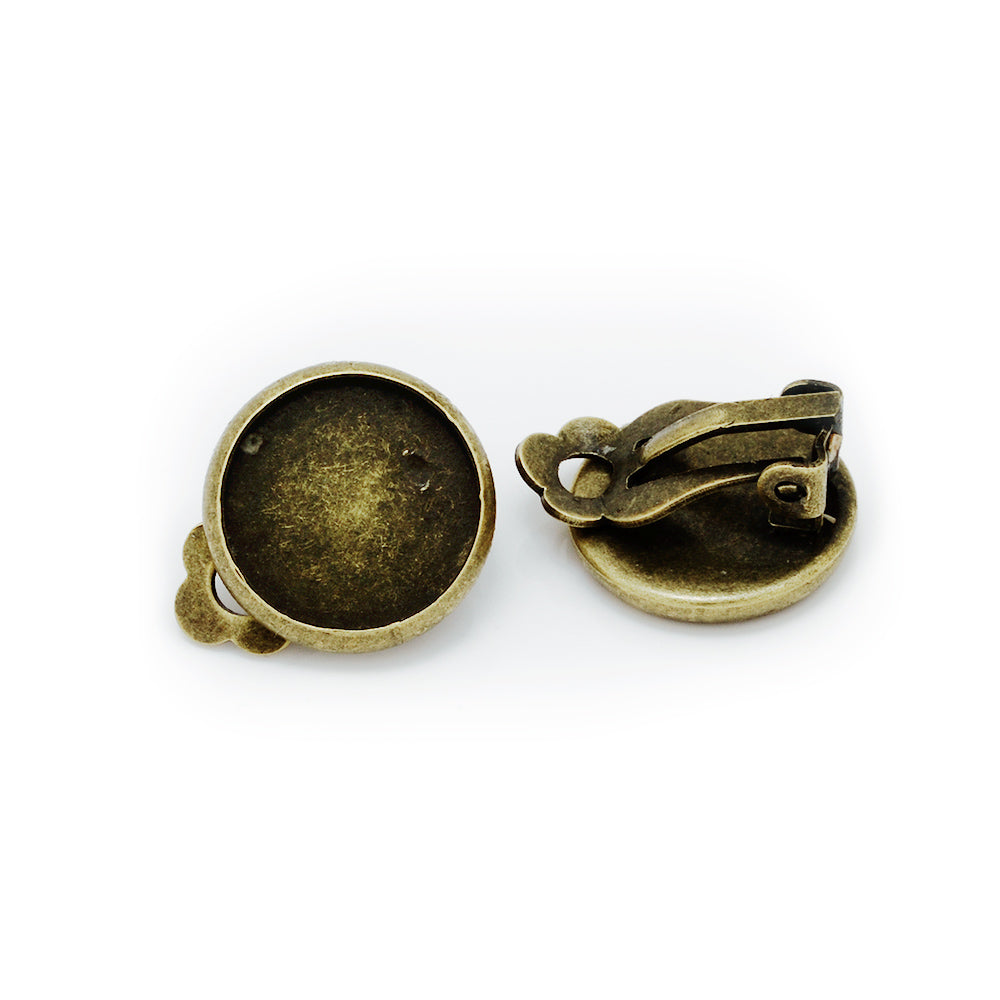 12mm Antique Bronze Metal Blank Earring Clip Base,Earring Clip Blanks,Cabochon base earring clip,50pcs/lot