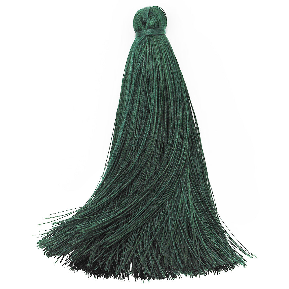 8cm Silky Tassels,Korea Handmade Long Jewelry Tassels,Dark Green Fashion Mala Necklace Tassels, 20pcs/lot