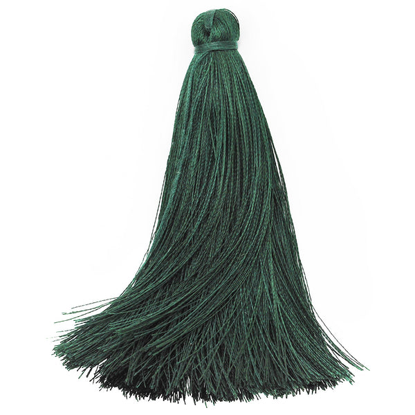 8cm Silky Tassels,Korea Handmade Long Jewelry Tassels,Dark Green Fashion Mala Necklace Tassels, 20pcs/lot