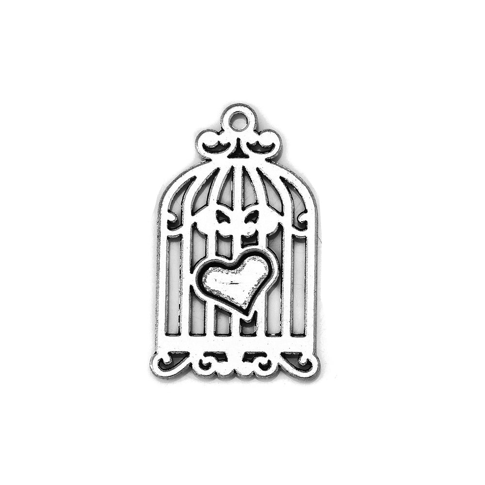10 Tibetan Silver  Birdcage Bird Pendants Charms Cage pendant for necklace 20x34mm