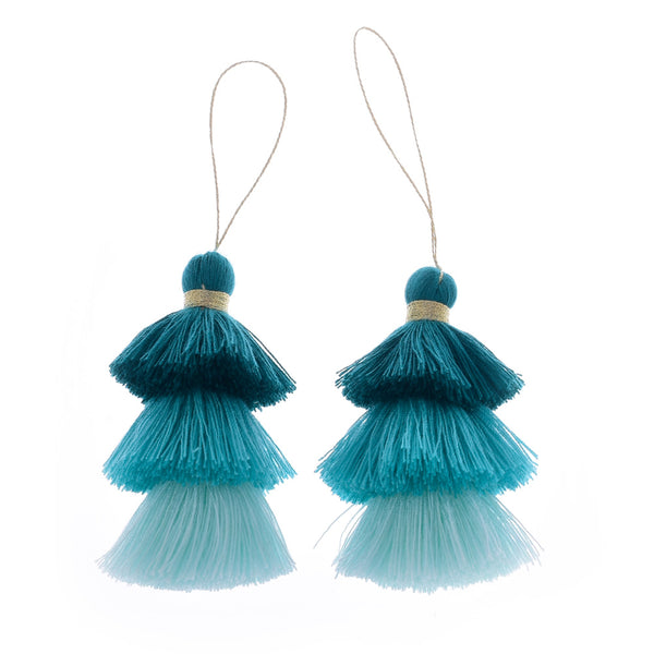 Stacked Tassel Earrings Quality Fashion Tassel Stack Necklace Earrings Fringe Tassel Necklace,2pcs/lot