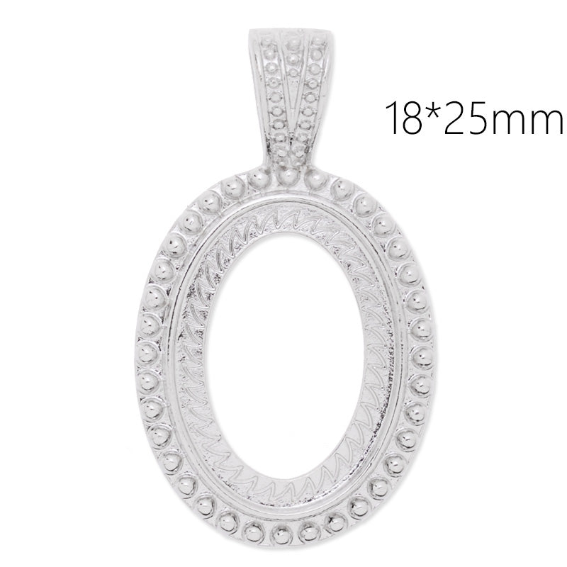 18x25mm Oval Imitation Rhodium Plated Rope Style Cabochon Cab Pendant Setting,20pcs/lot