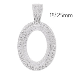 18x25mm Oval Imitation Rhodium Plated Rope Style Cabochon Cab Pendant Setting,20pcs/lot