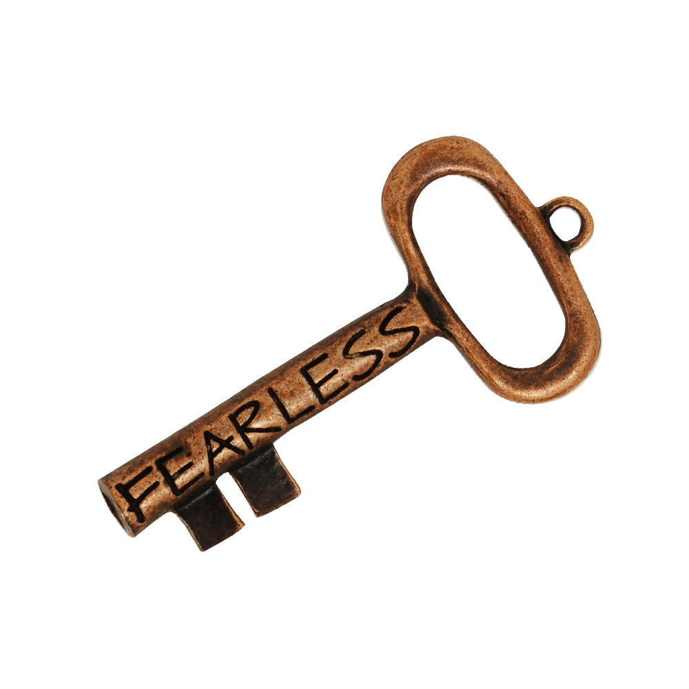 55*25mm Skeleton Keys,Vintage Keys Jewelry Pendant,'FEARLESS',Antique Copper Charm Necklace Jewelry,sold 10pcs/lot